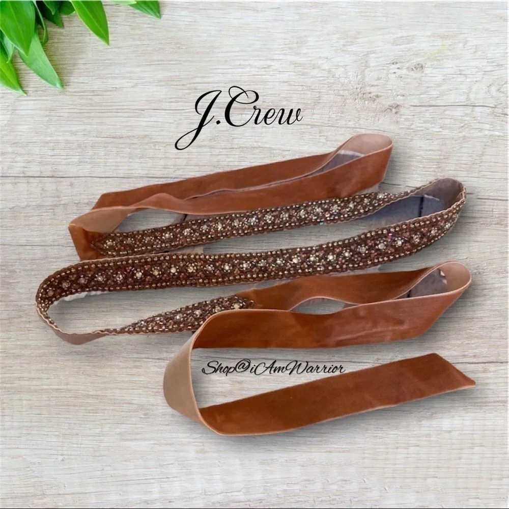 J.Crew NWOT beaded blush velvet sash belt *shop@iamwarrior